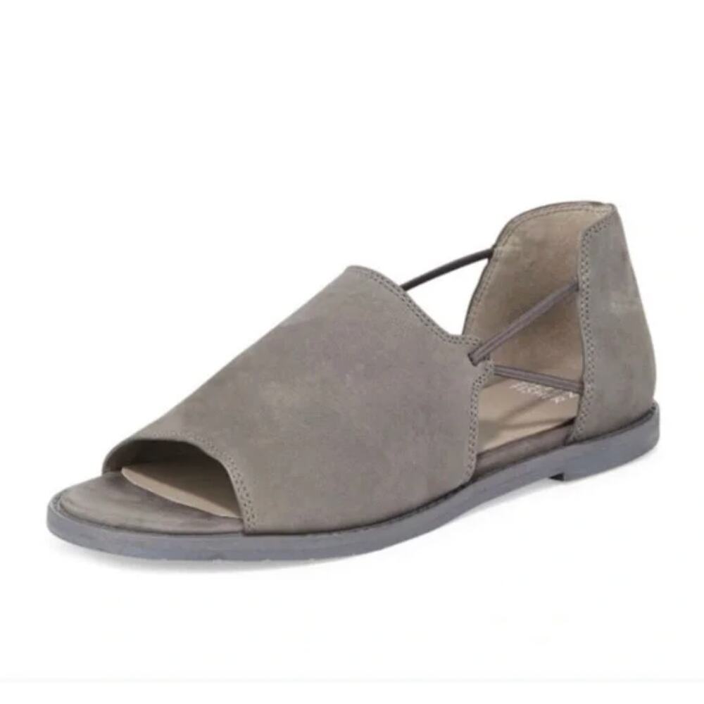 Eileen Fisher Spell Open-Toe d'Orsay flats in Gray Nubuck Suede Leather Size 8